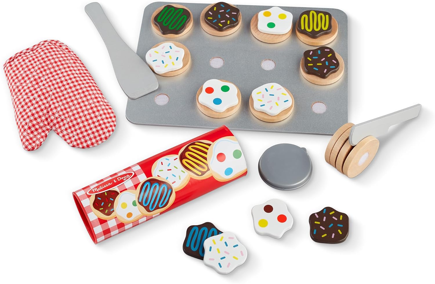 Melissa & Doug Slice & Bake Cookie Set – Wooden Play Food Baking Set with Colorful Toppings, Play Kitchen Accessories & Pretend Play Toys for Kids Ages 3+